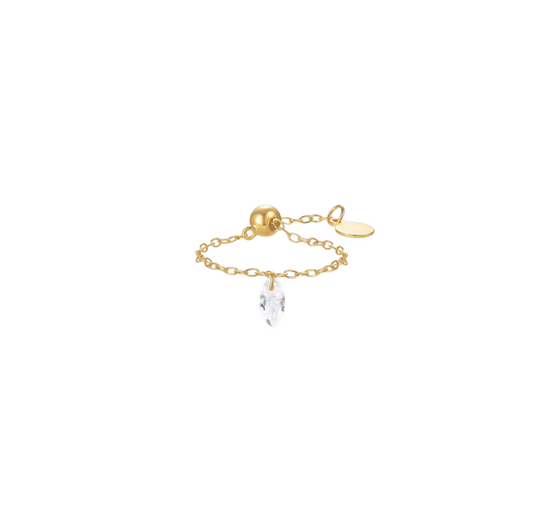 Dangling Crystal Marquise Chain Ring