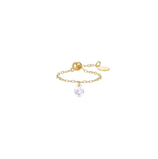 Dangling Crystal Pear Chain Ring