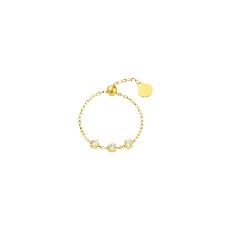 Triple Circle Stones Chain Ring