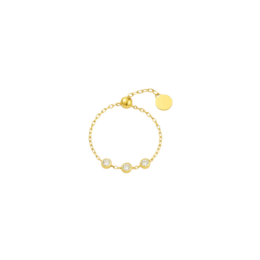 Triple Circle Stones Chain Ring