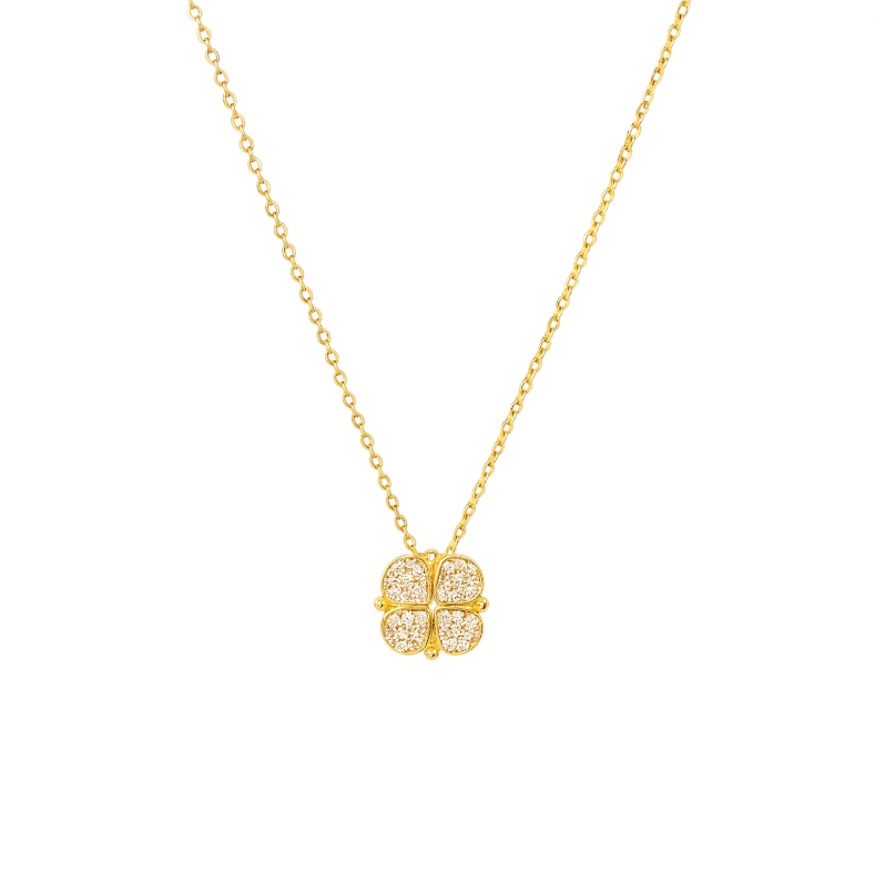 Magnetic Pavé Pear Clover Necklace