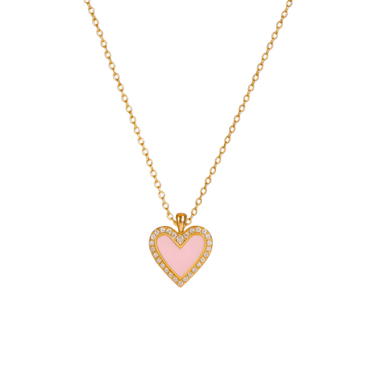 Pavé Enamel Heart Necklace