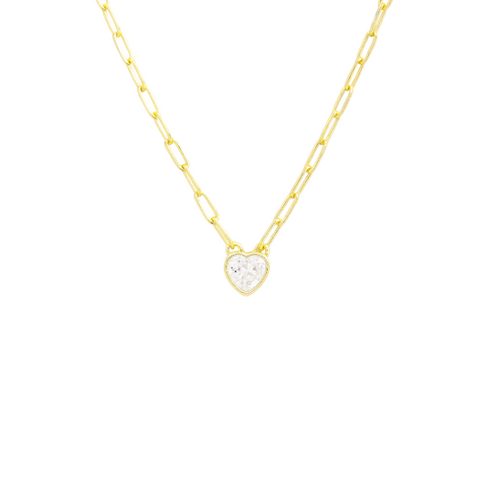 Crystal Heart Chained Necklace