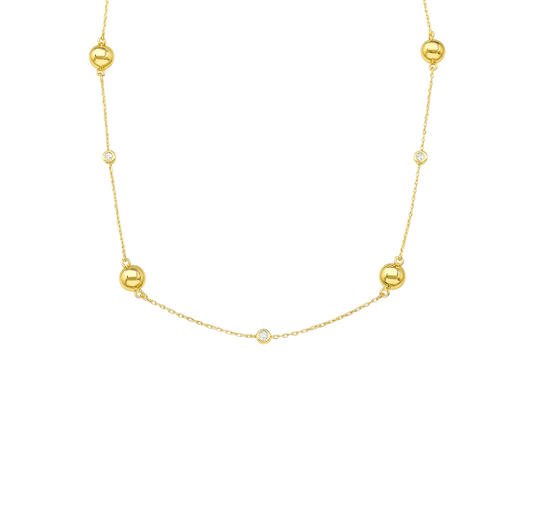 Multi Crystal Balls Circles Necklace