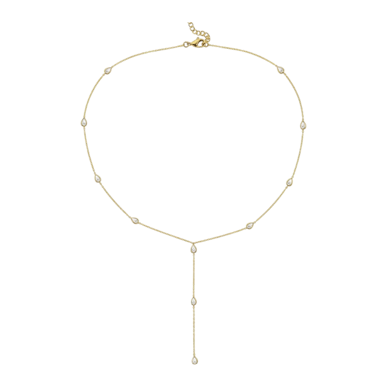 Crystal Drops Lariat Necklace
