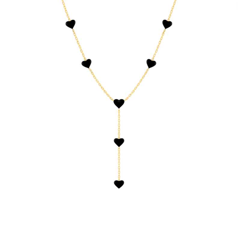 Enamel Multi Hearts Lariat Necklace