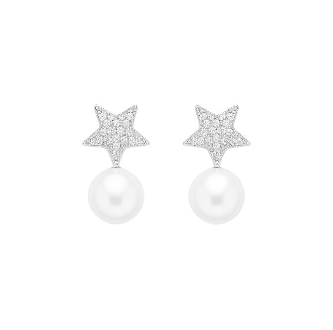 Pavé Starfish Pearl Earrings