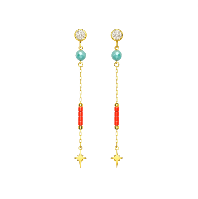 Crystal Drop Pearls Star Tassel Earring