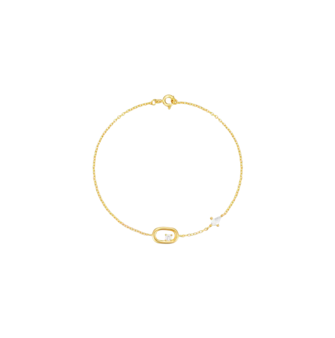 Hollow Oval Circle & Pear Crystal Bracelet