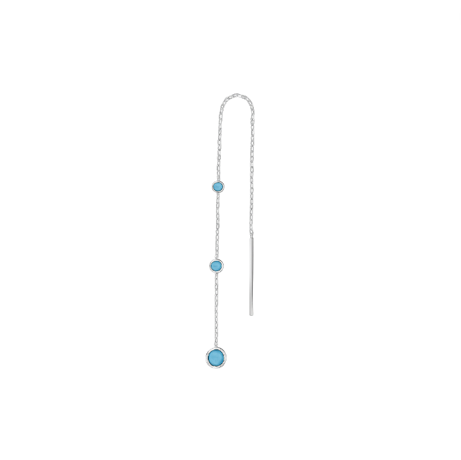 Triple Blue Stones Threader Earring