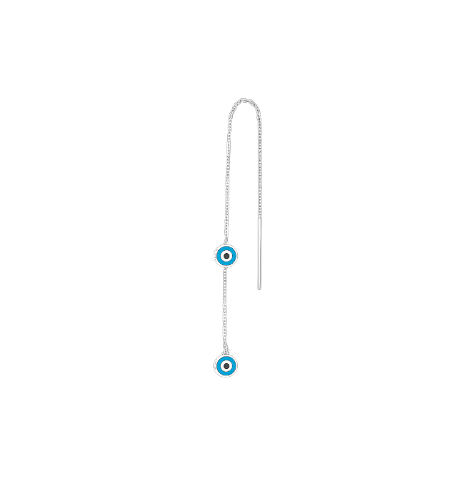 Double Blue Evil Eyes Threader Earring