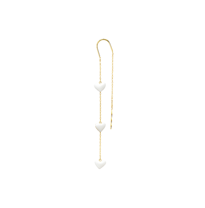 Triple Enamel Hearts Threader Earring