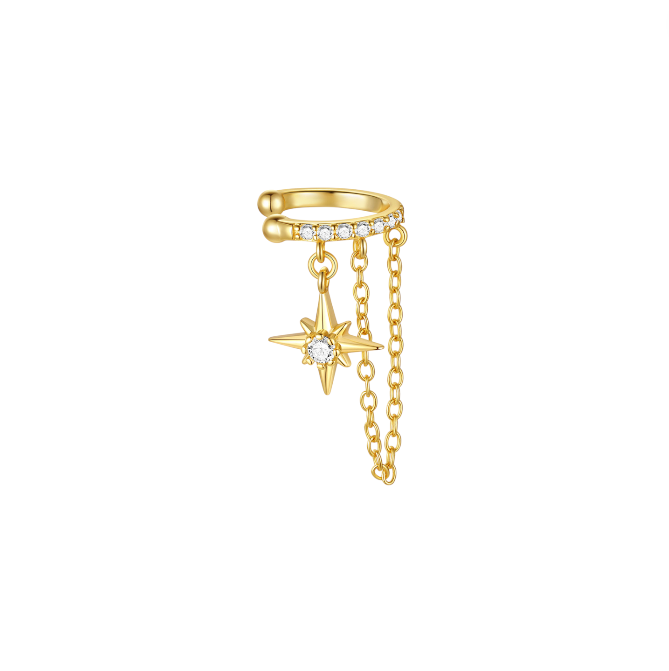 Dangling North Star Chained Earcuff