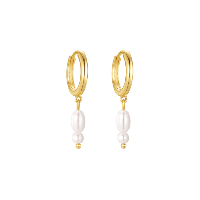 Dangling Double Pearls Hoops