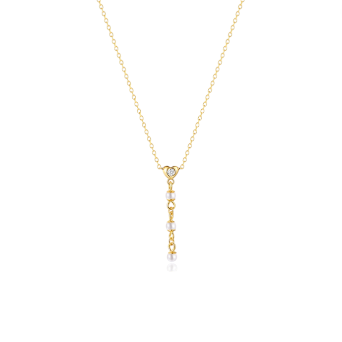 Linked Pearls on Heart Necklace