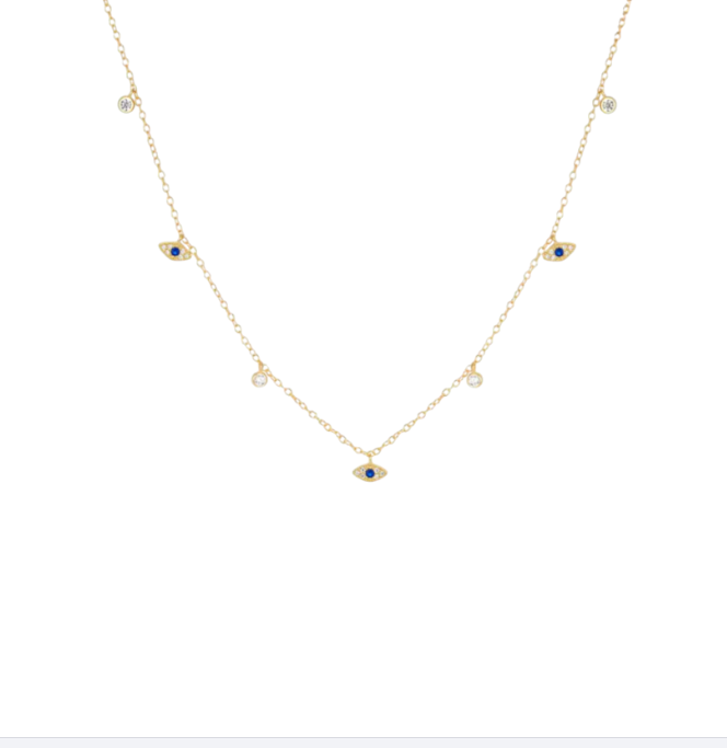 Dangling Evil Eyes & Circles Necklace
