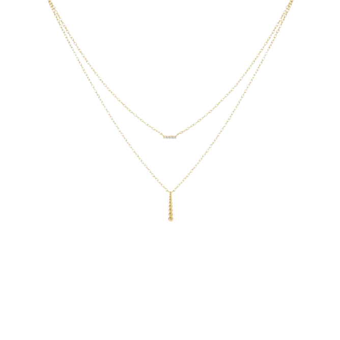 Pavé Bar Bubbly Drops Double Layered Necklace