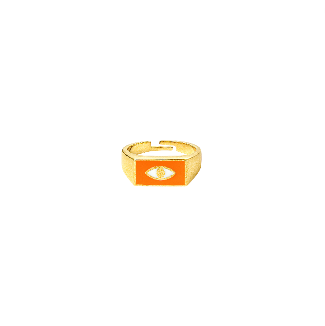 Enamel Eye Rectangle Signet Ring