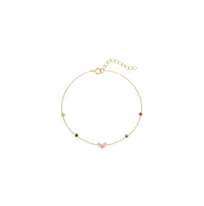 Pink Petals Colorful Stones Bracelet