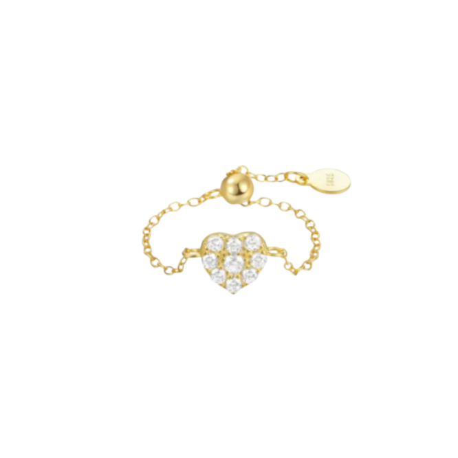 Pavé Heart Chain Ring