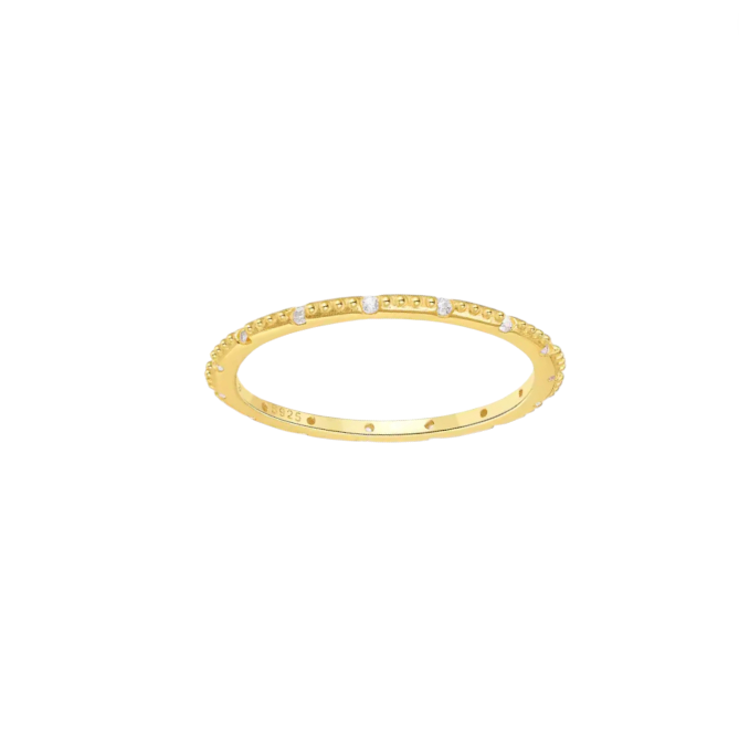 Multi Crystals Textured Band Ring