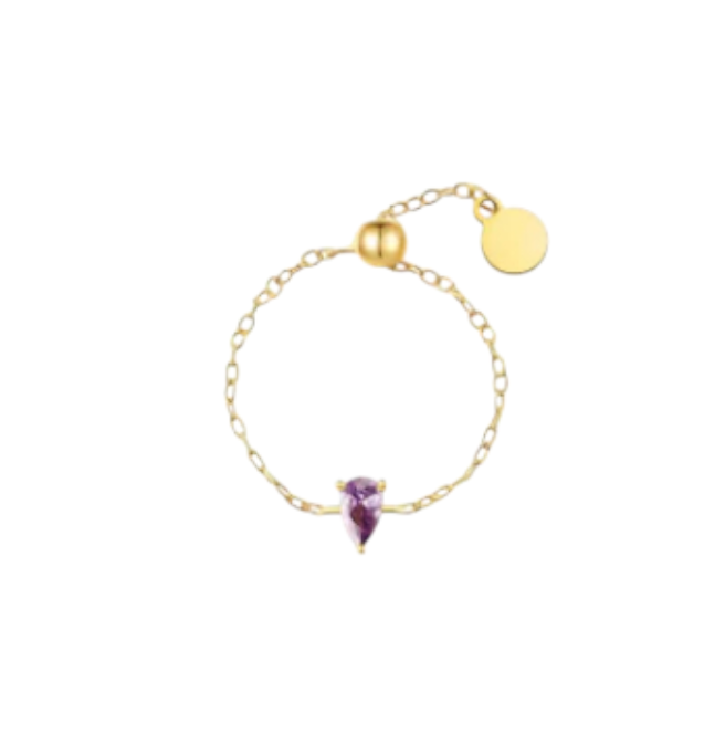 Purple Pear Chain Ring