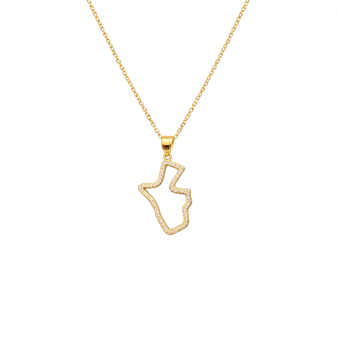 3.5cm Pave Hollow Jordan Map Necklace