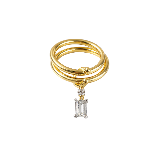 Baguette Knot Drop Ring