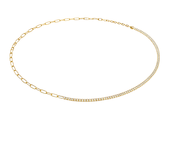 Half Tennis Half Paperclip Choker