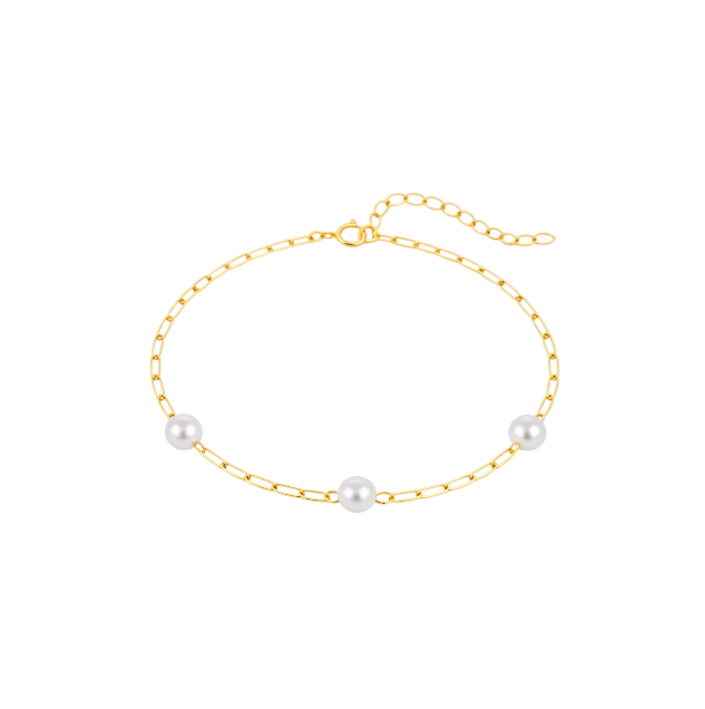 Triple Pearls Linked Bracelet