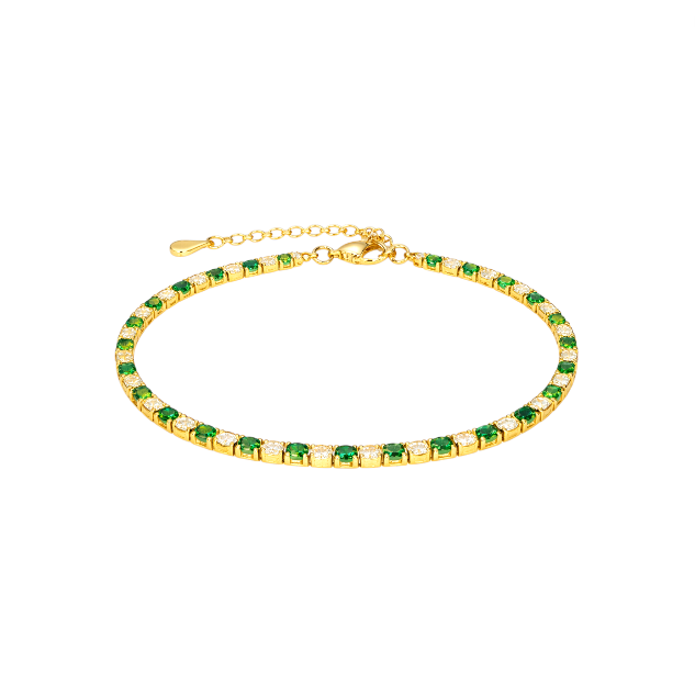 Green White Tennis Bracelet