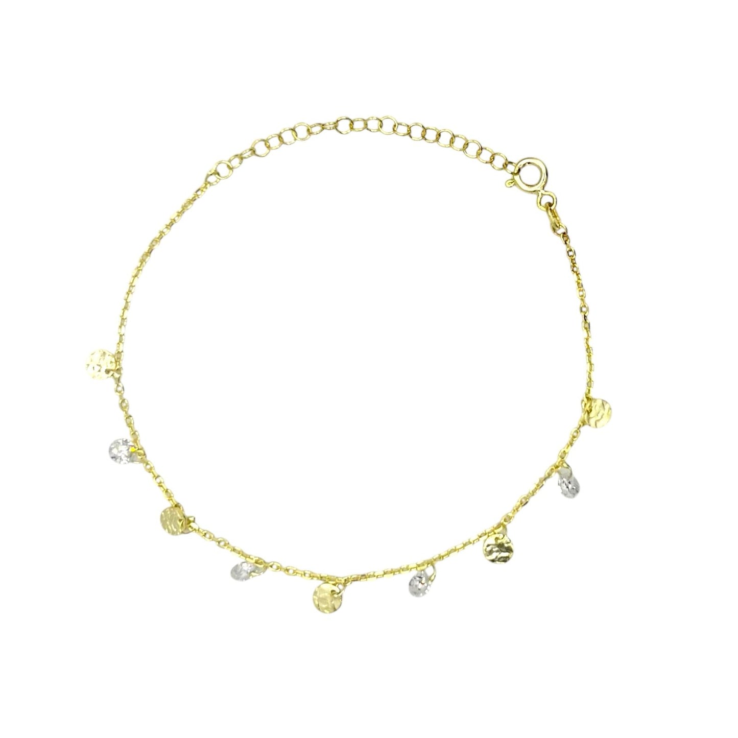Dangling Golden Circles & Crystals Bracelet