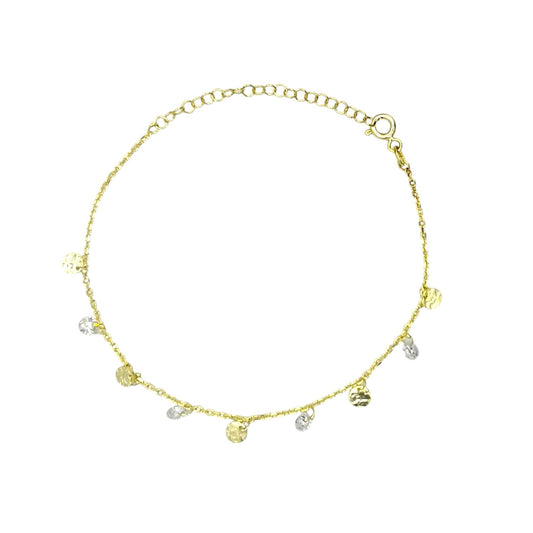 Dangling Golden Circles & Crystals Bracelet