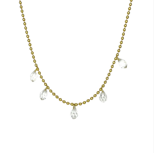 Dangling Crystal Drops Beaded Necklace