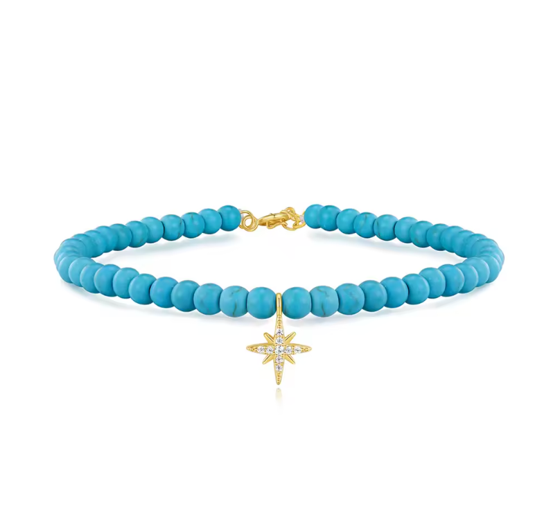 Dangling Pavé North Star Beaded Bracelet