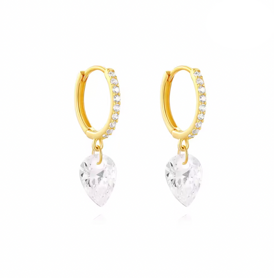 Dangling Crystal Pear Pavé Hoops