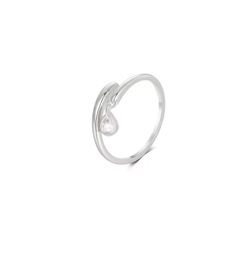 Twist Dangling Teardrop Ring