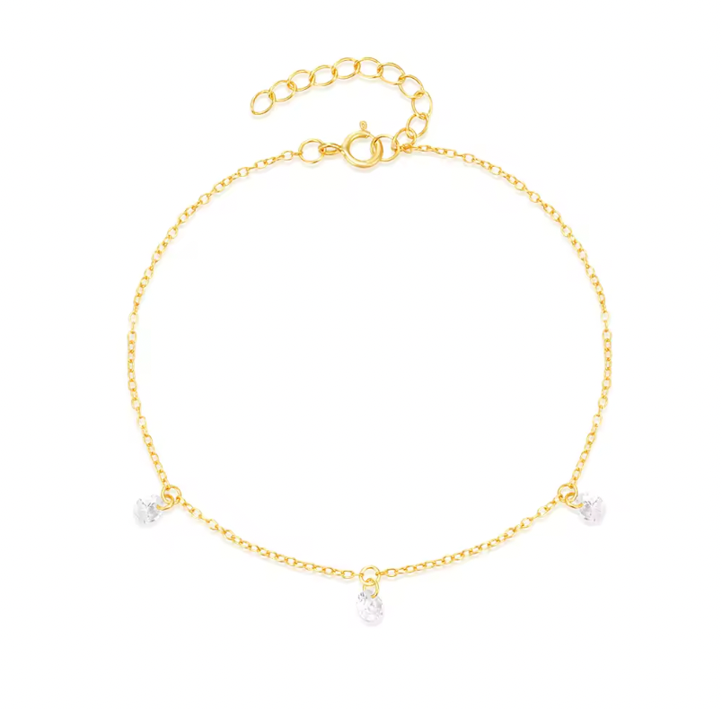 Dangling Triple Crystals Bracelet