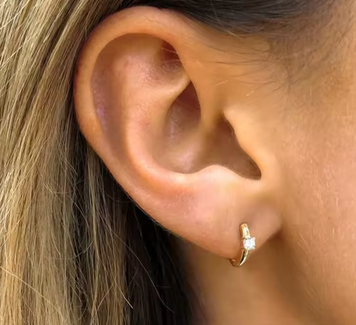 Circle Stone Bold Huggie Hoops