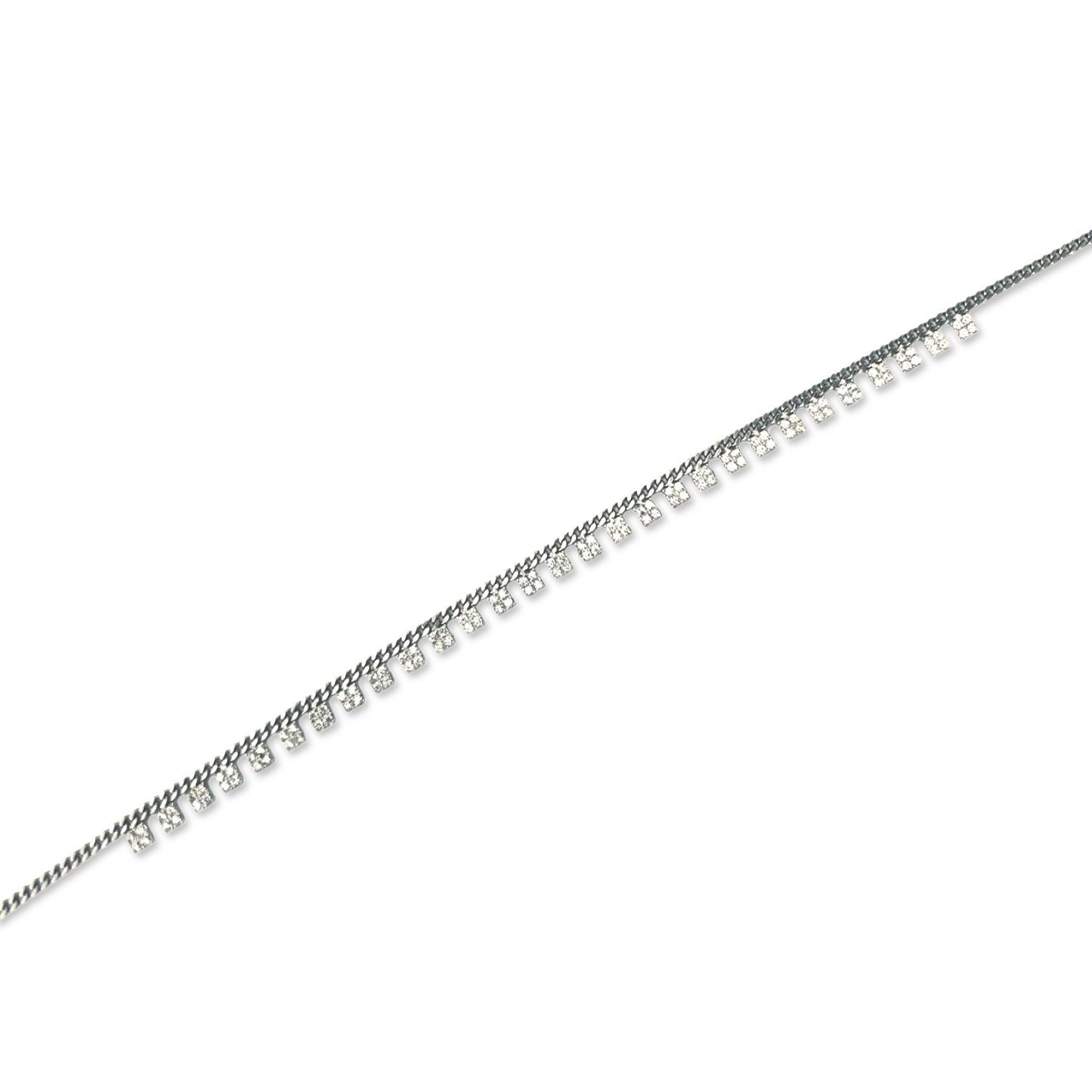Dangling Pavé Squares Curb Chain Anklet