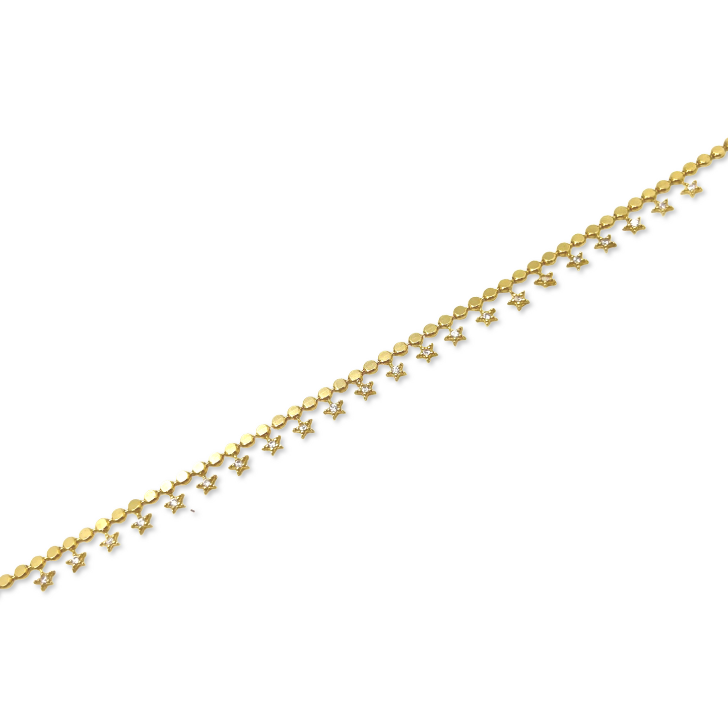 Dangling Stars Connected Golden Circles Anklet