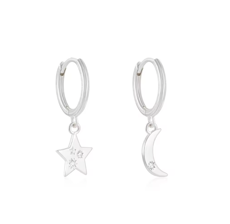Dangling Star Moon Hoops