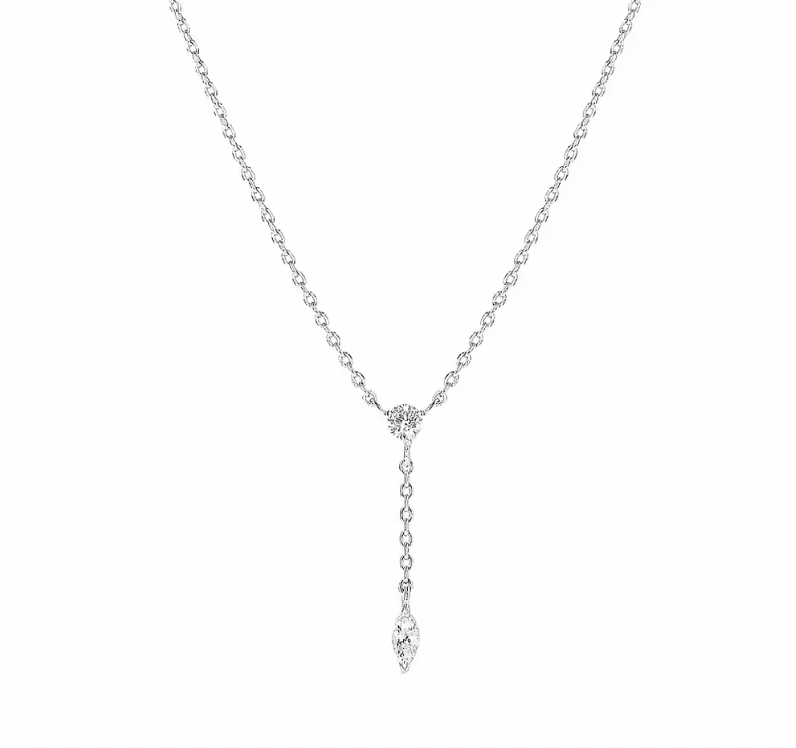 Circle Stone Marquise Lariat Necklace