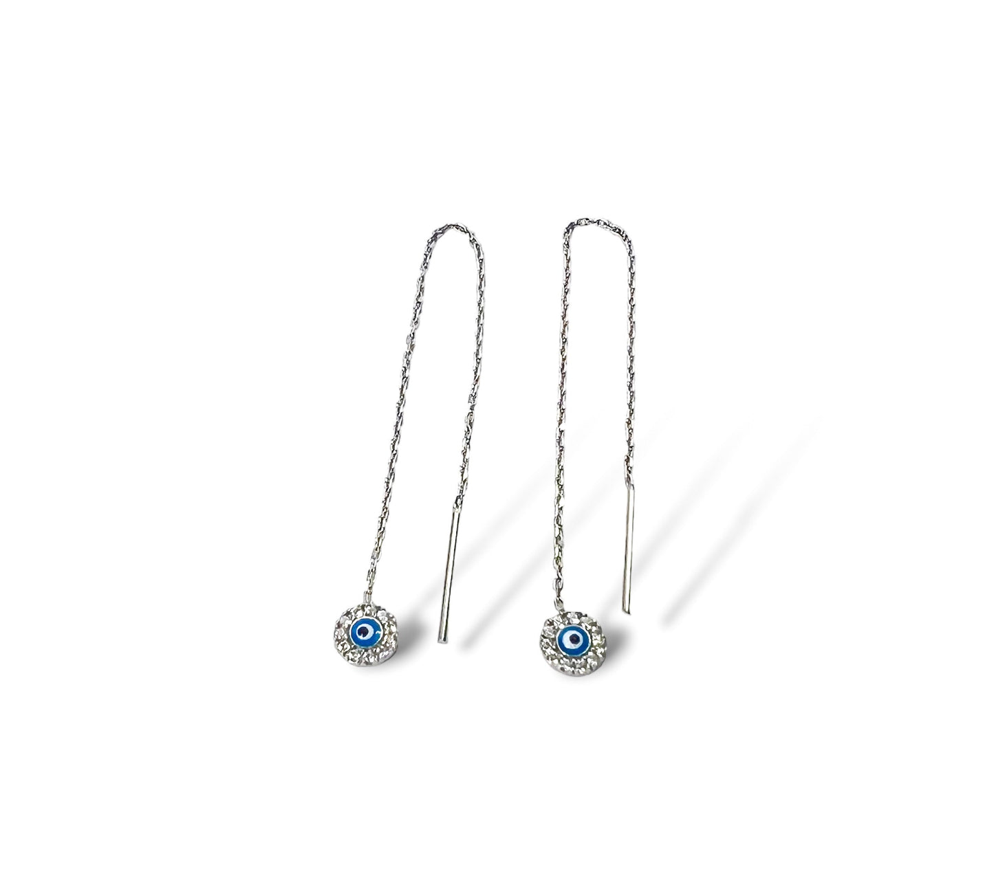 Pavé Evil Eye Threader Earring