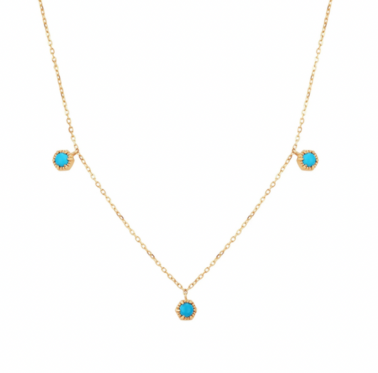 Dangling Trio Turquoise Circles Necklace