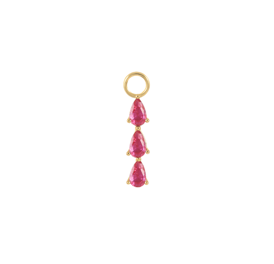 Triple Pink Teardrops Charm