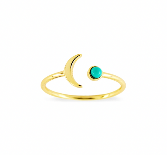 Moon with Turquoise Stone Ring