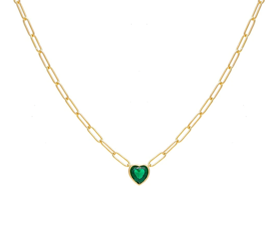 Crystal Heart Chained Necklace