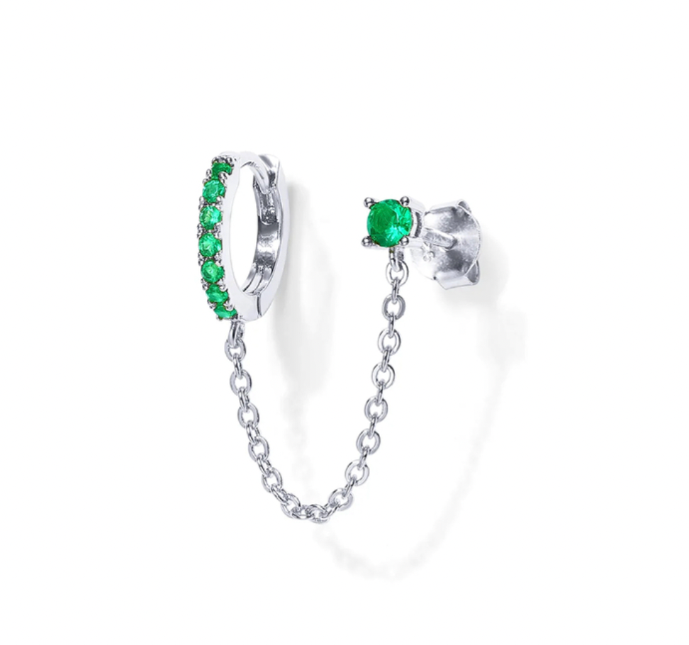 Hoop & Circle Stud on Chain