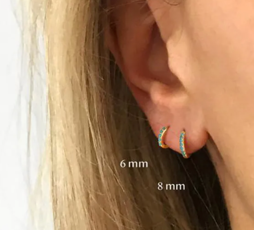 Turquoise Thin Pavé Hoops